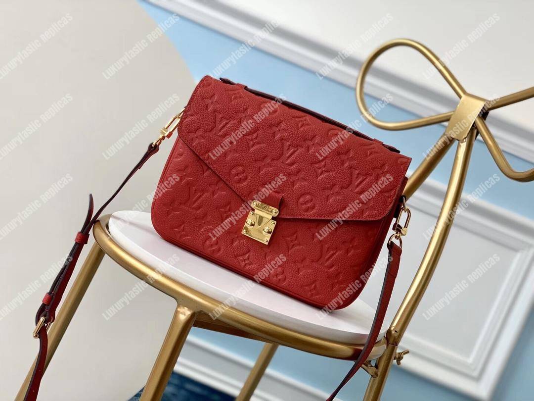 LV Pochette Metis Monogram Empreinte Leather Cerise