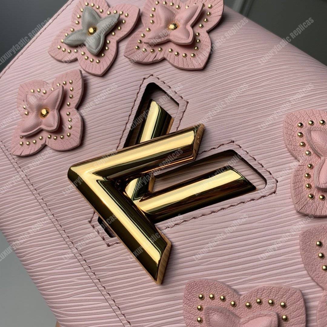 LV Twist MM Epi Flower Tinsel Rose Ballerine