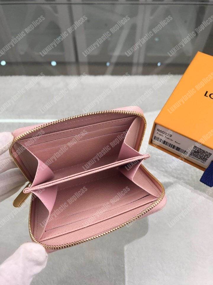 LV Zippy Coin Purse Damier Azur Rose Ballerine Pink
