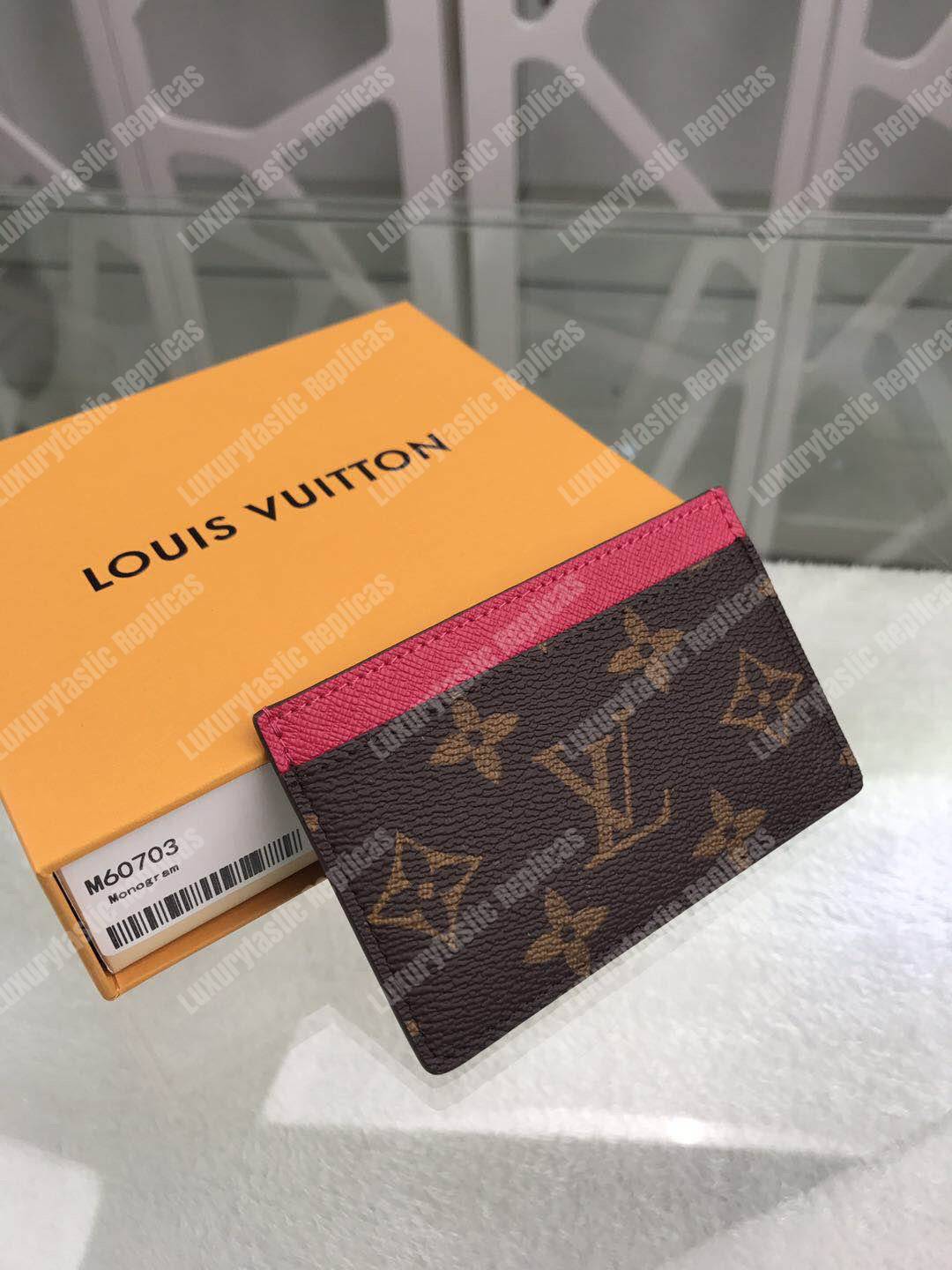 LV Card Holder Monogram Canvas Fuchsia Pink
