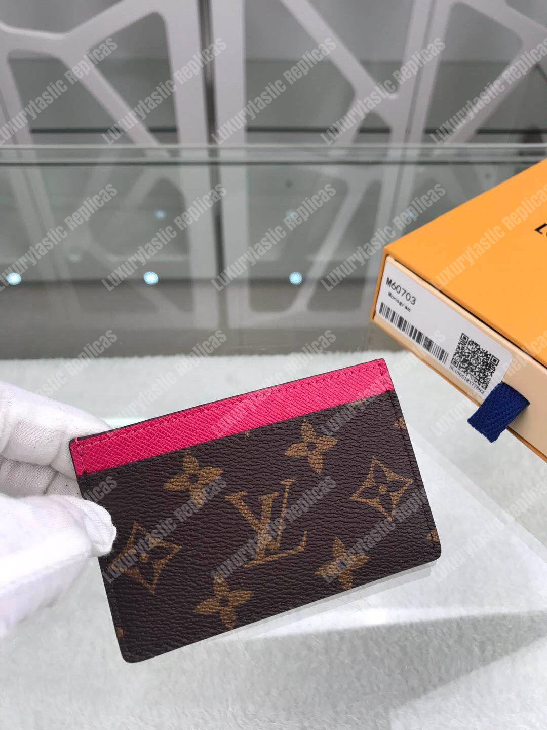 LV Card Holder Monogram Canvas Fuchsia Pink