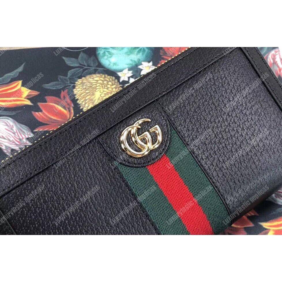 G*u*i ophidia zip around wallet black leather