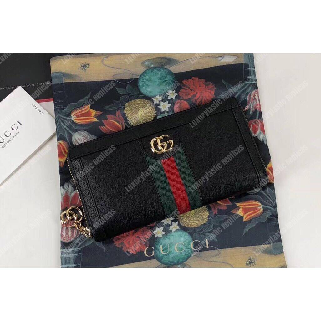 G*u*i ophidia zip around wallet black leather