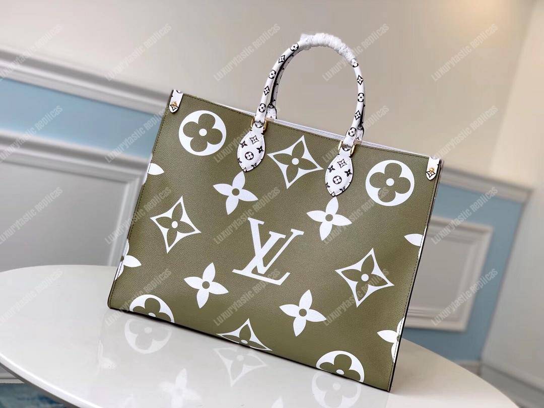 LV Onthego Monogram Toron Handle Crème Tote Bag GM