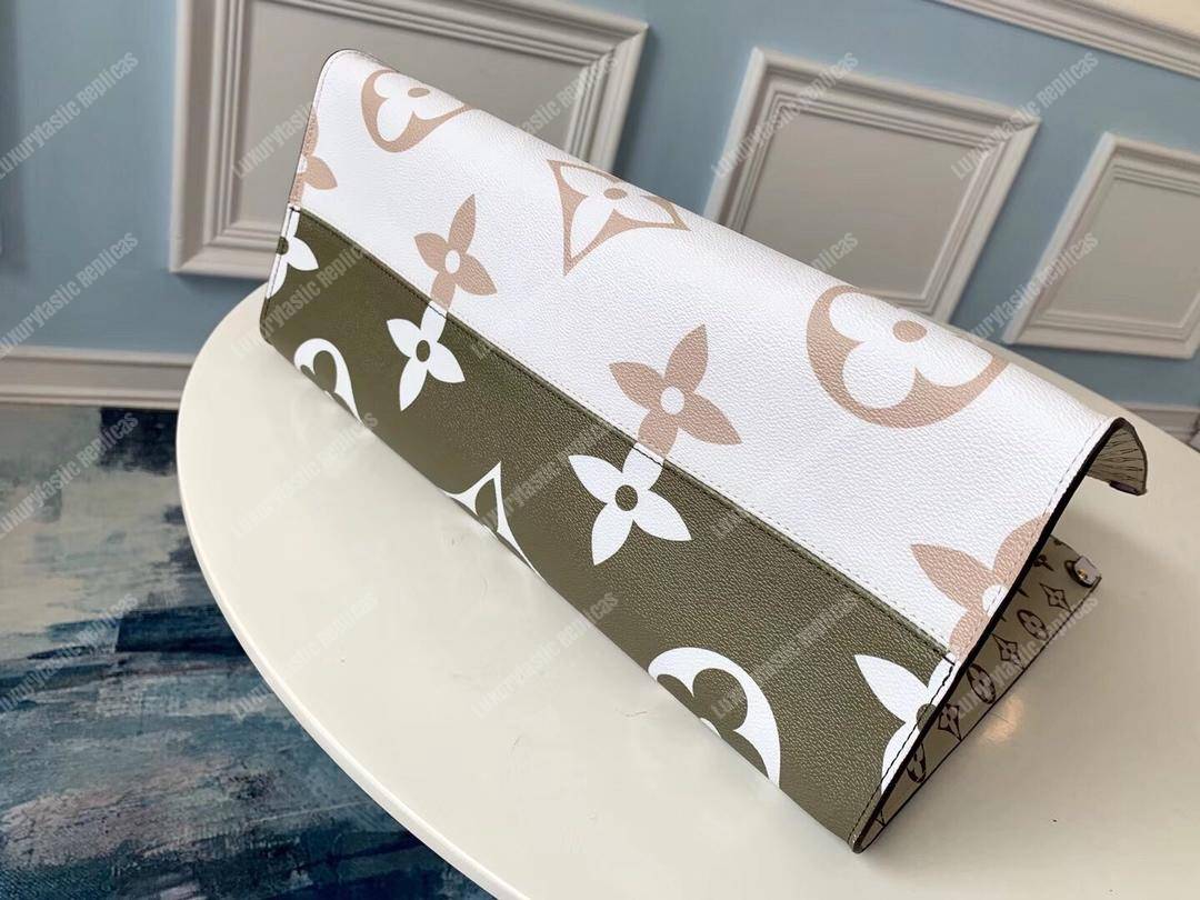 LV Onthego Monogram Toron Handle Crème Tote Bag GM
