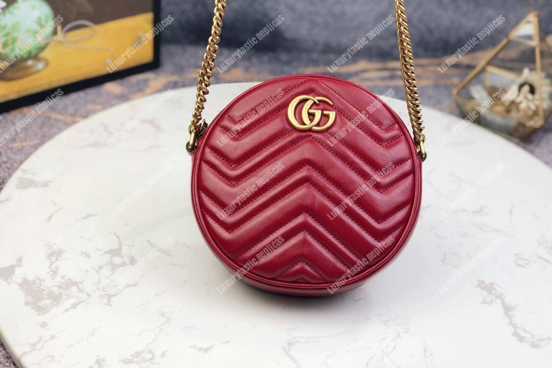 G*u*i gg marmont mini round shoulder bag wine red
