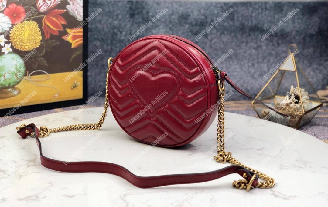 G*u*i gg marmont mini round shoulder bag wine red