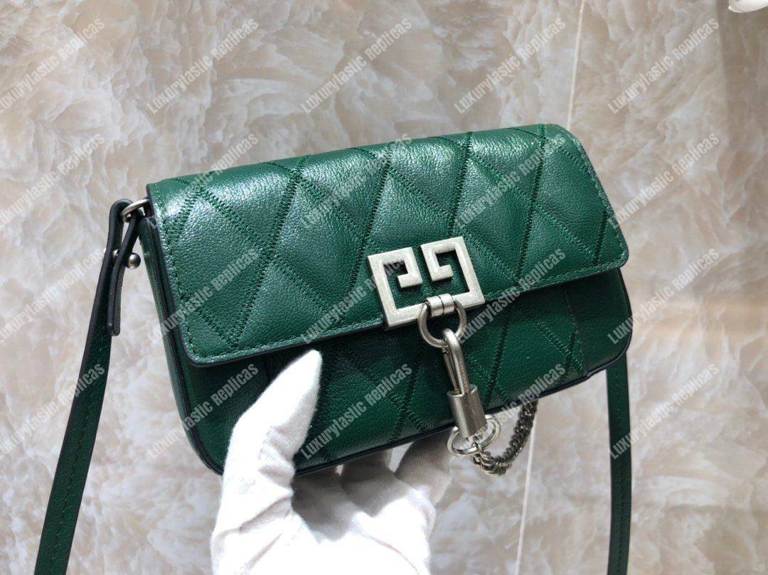 Givenchy Mini Pocket Bag In Diamond Quilted Leather Green