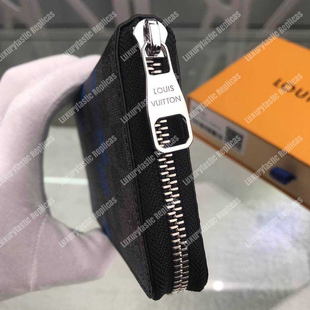 LV Zippy Wallet Vertical Damier Graphite Pixel Blue