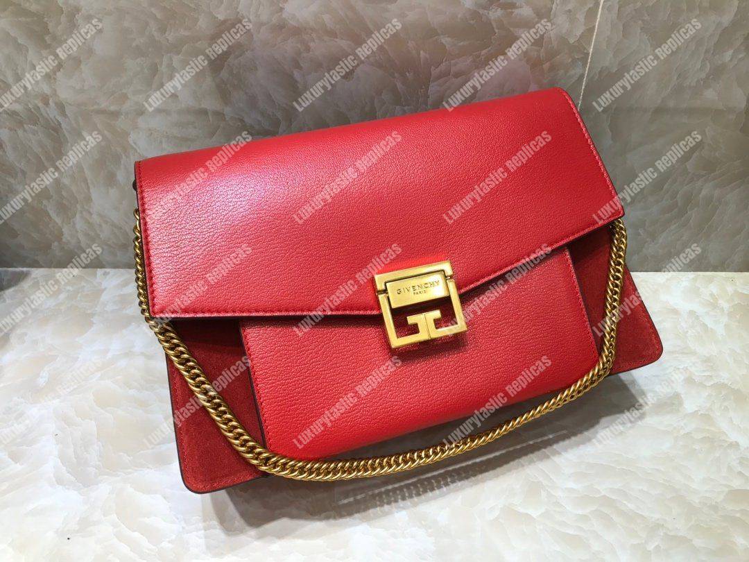 Givenchy Medium GV3 Bag In Leather And Suede Red