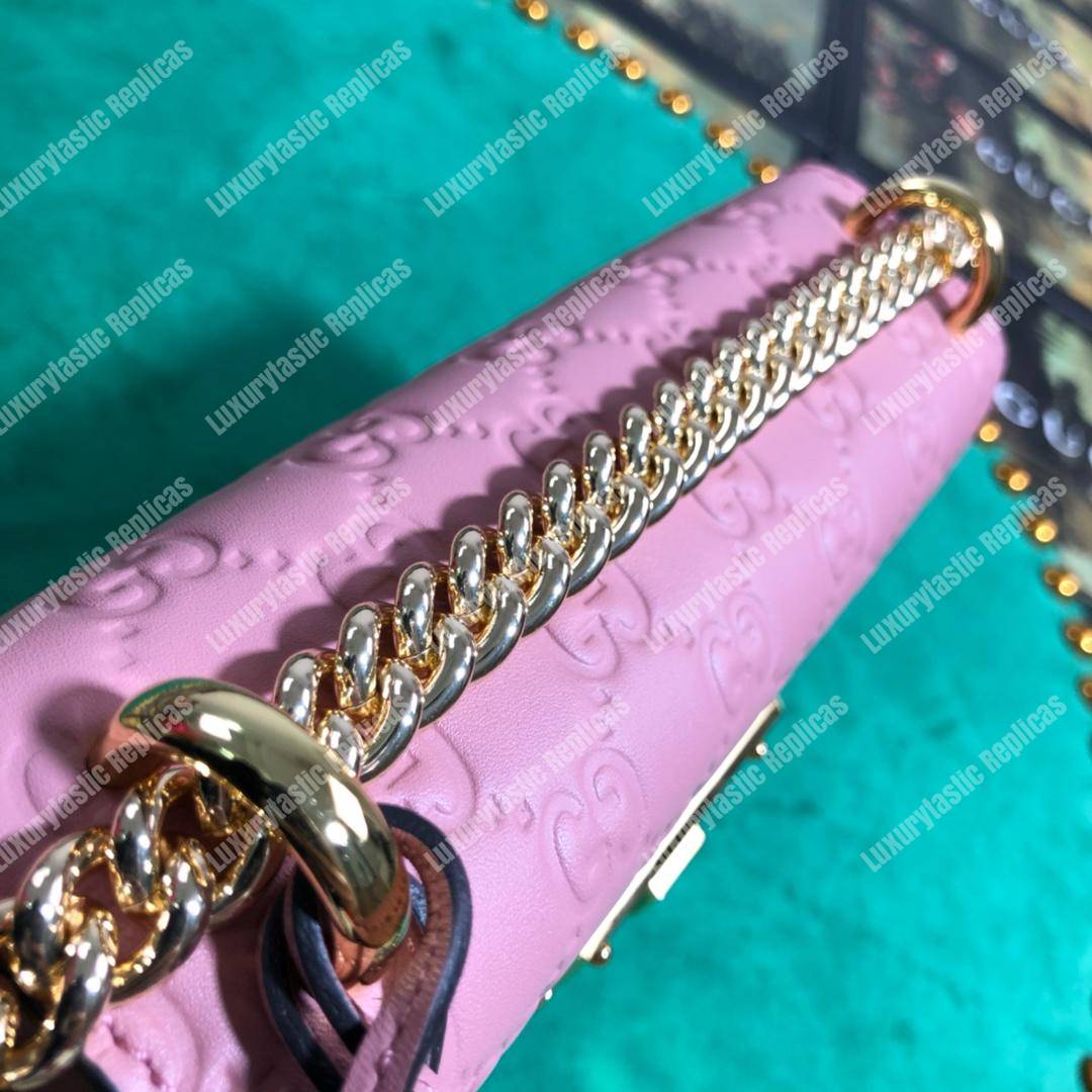 G*u*i padlock small signature shoulder bag fuschia