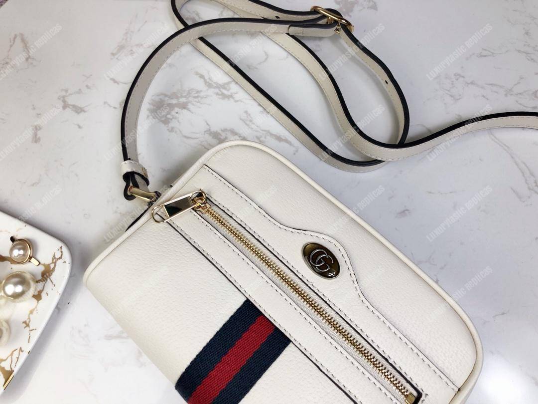 G*u*i ophidia leather mini bag white