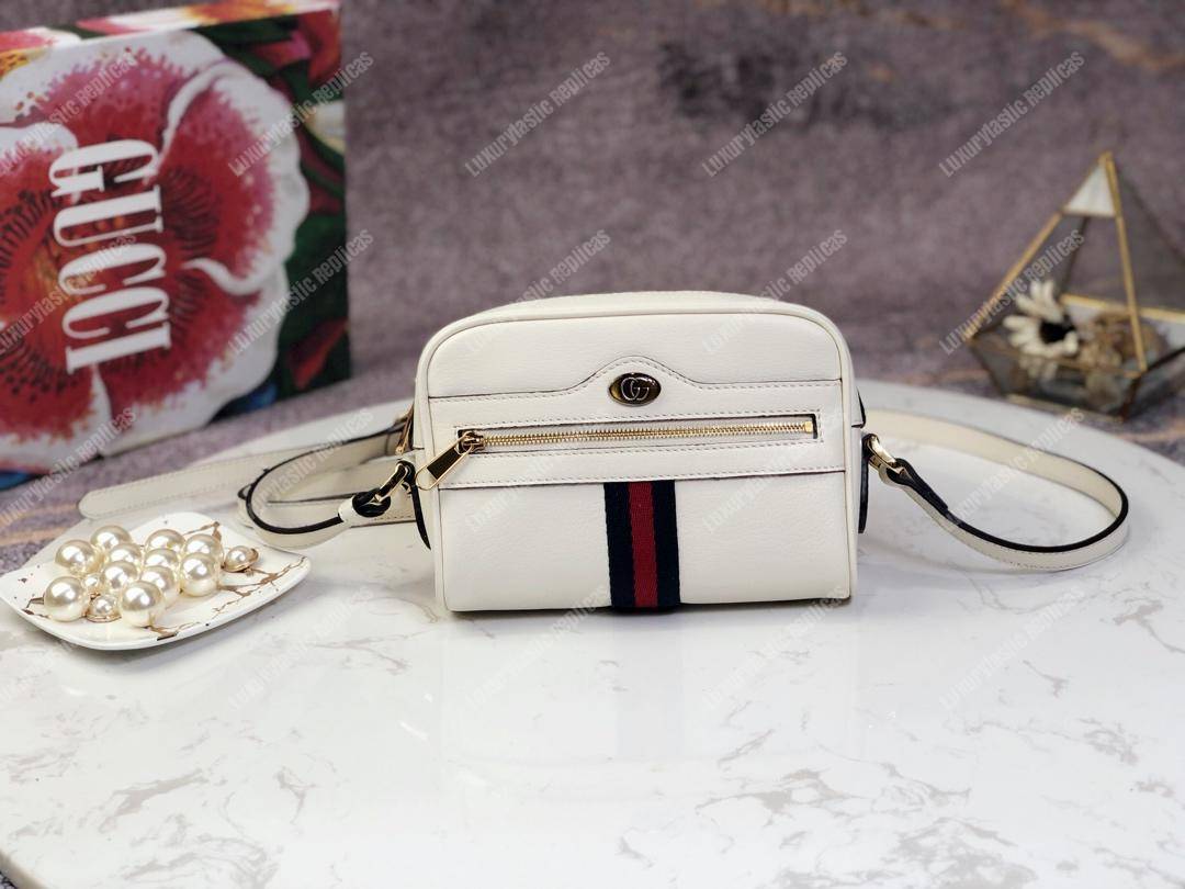 G*u*i ophidia leather mini bag white