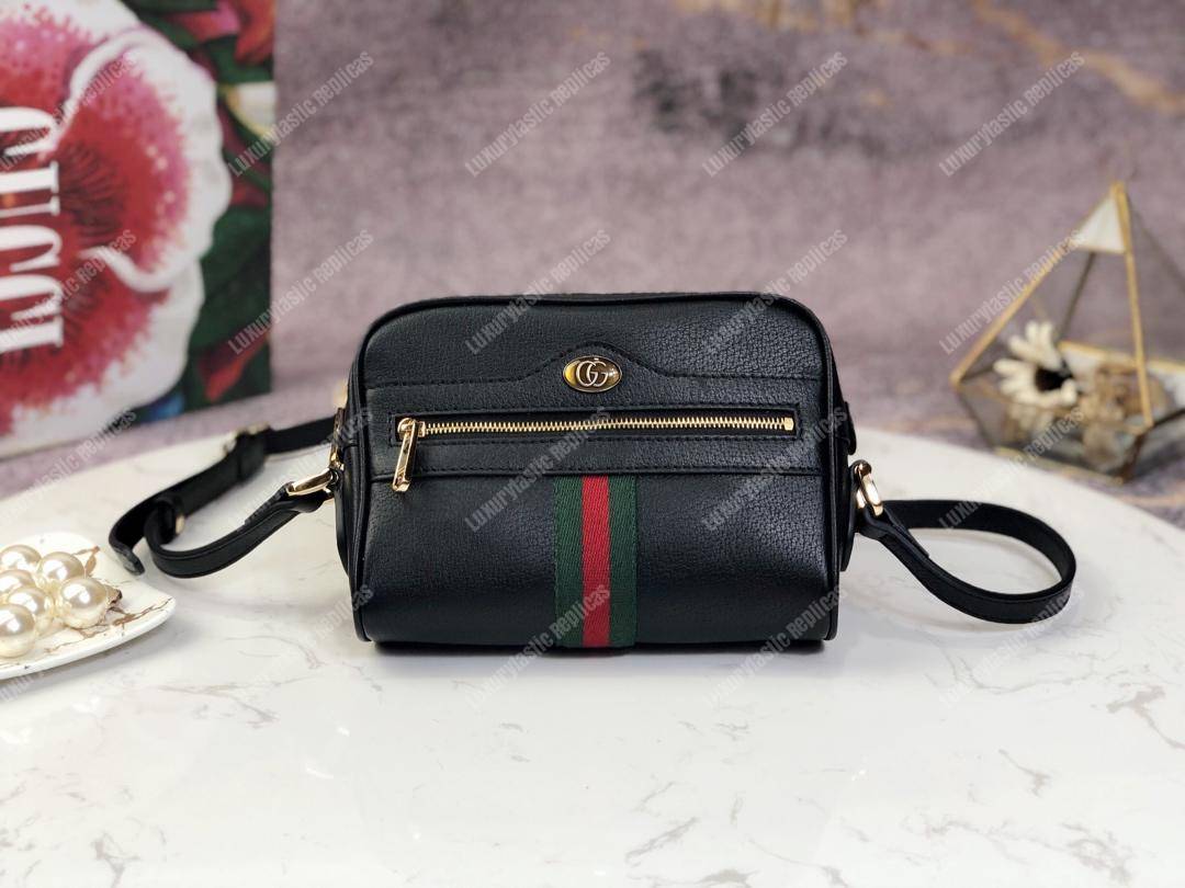 G*u*i ophidia leather mini bag black