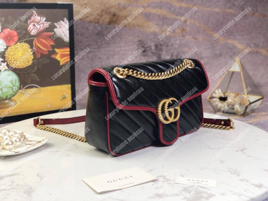 G*u*i gg marmont small shoulder bag black cerise