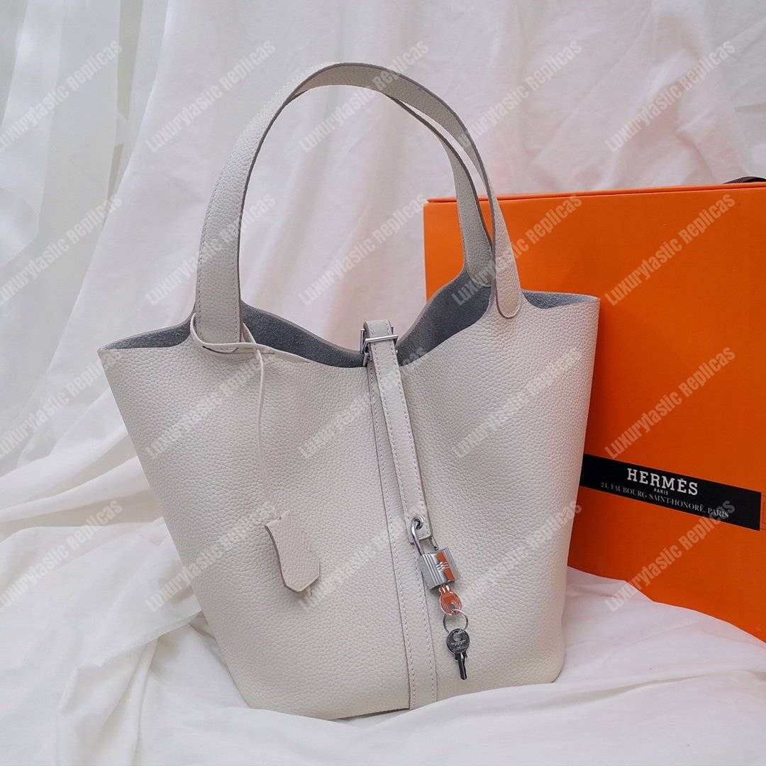 H**mes picotin 18 clemence blanc palladium hardware
