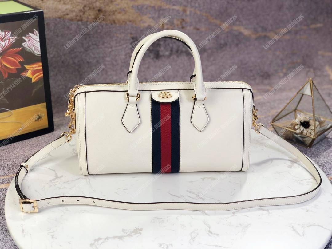G*u*i ophidia medium top handle bag white
