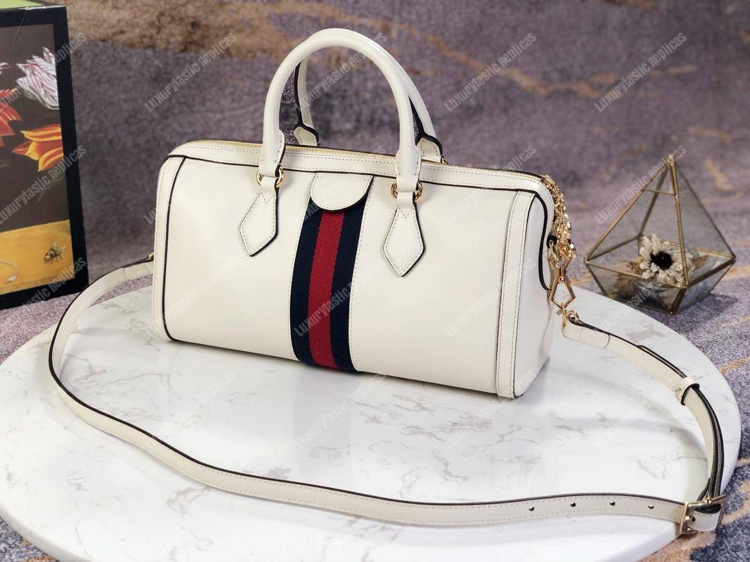 G*u*i ophidia medium top handle bag white
