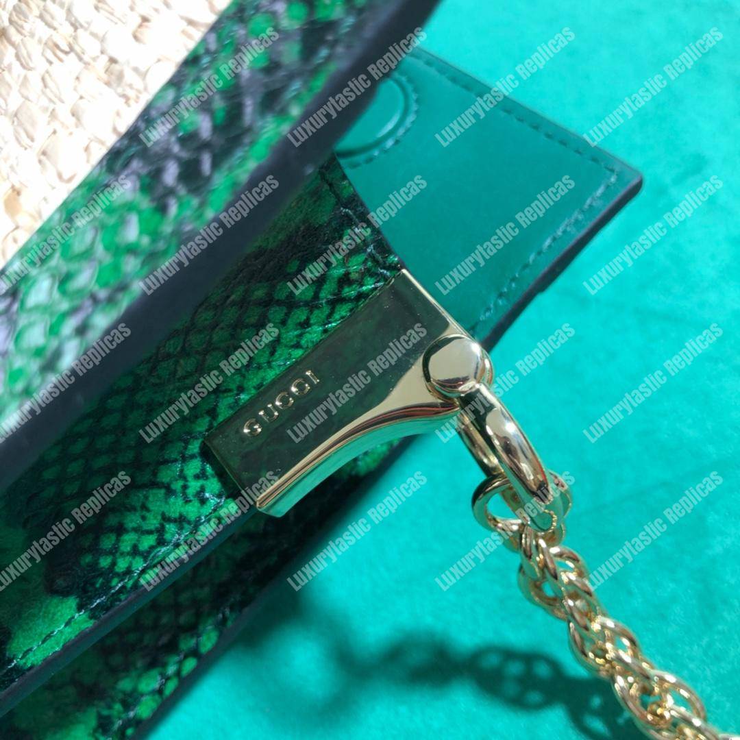 G*u*i online exclusive ophidia straw small shoulder bag green snakeskin trim