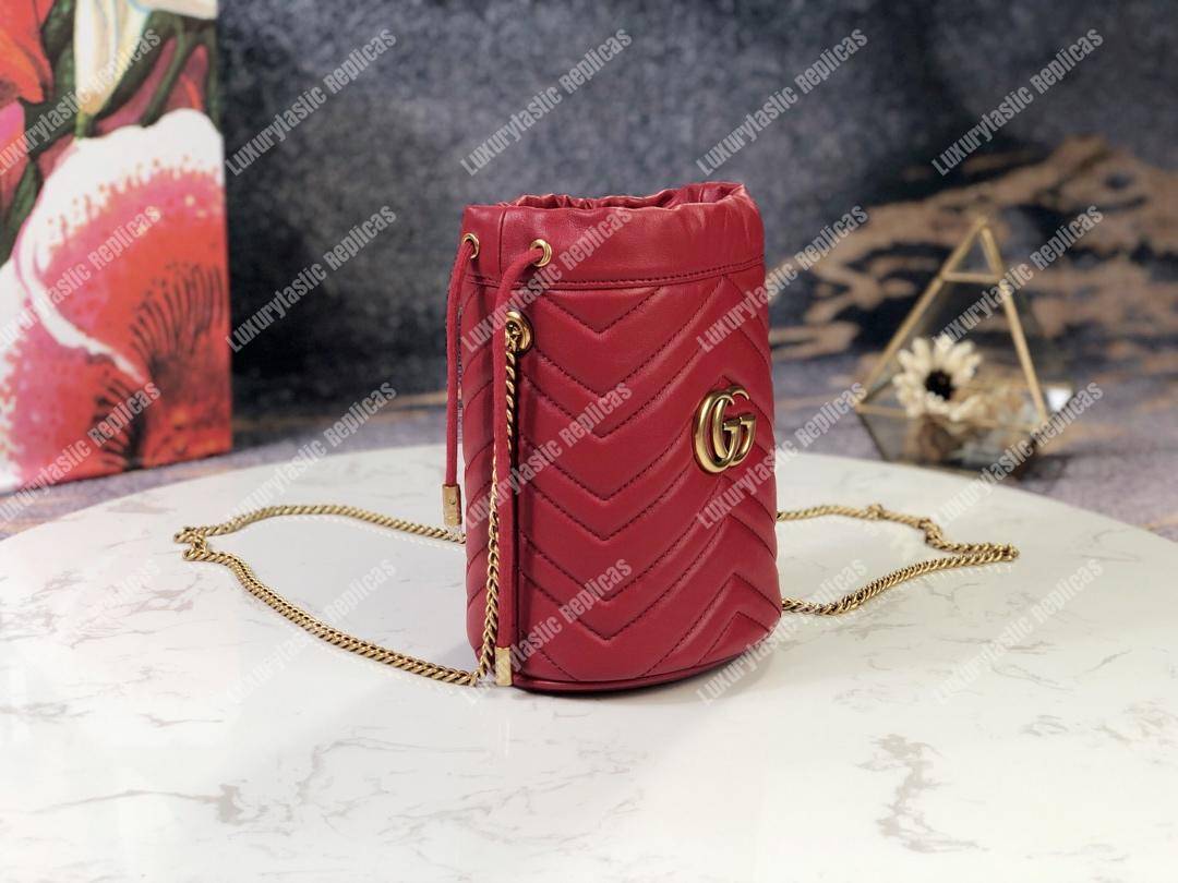 G*u*i gg marmont mini bucket bag hibiscus red
