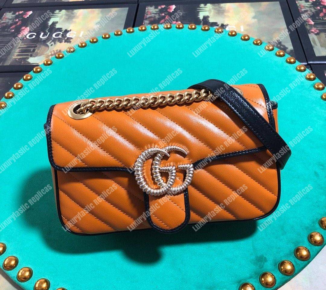 G*u*i gg marmont matelassé mini bag cognac