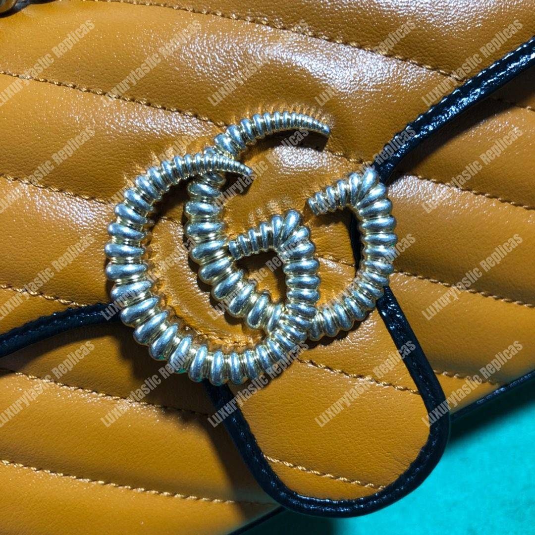 G*u*i gg marmont matelassé mini bag cognac
