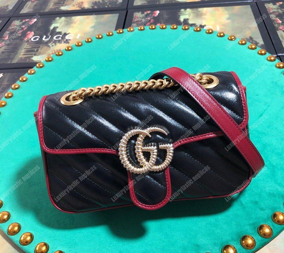 G*u*i gg marmont matelassé mini bag black cerise