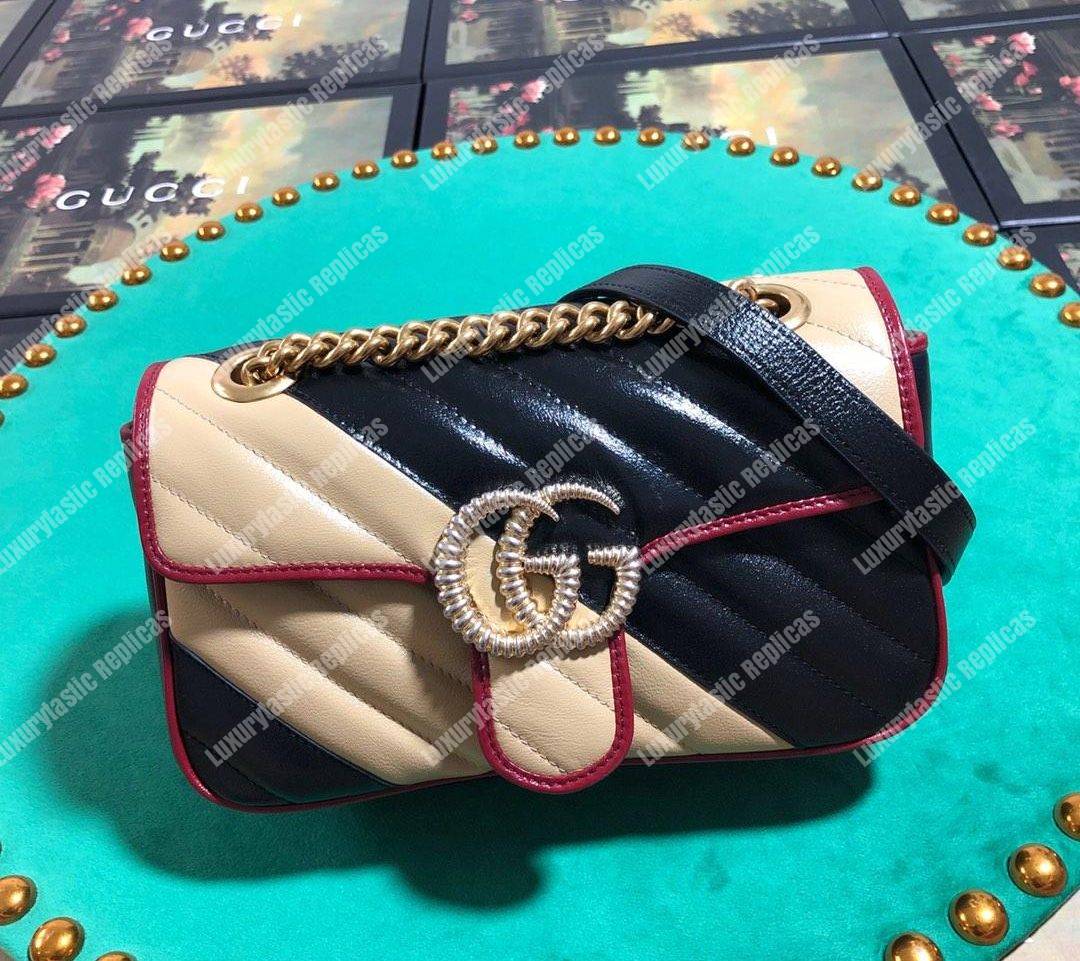 G*u*i gg marmont matelassé mini bag beige black cerise