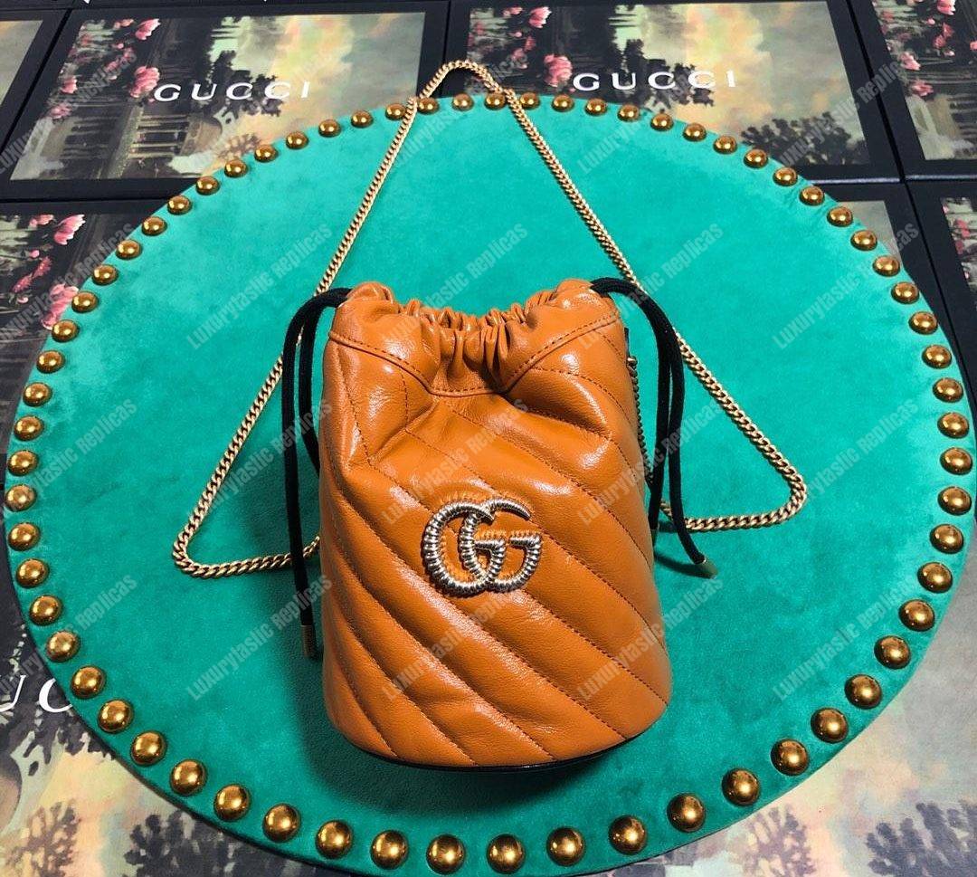 G*u*i gg marmont mini bucket bag cognac