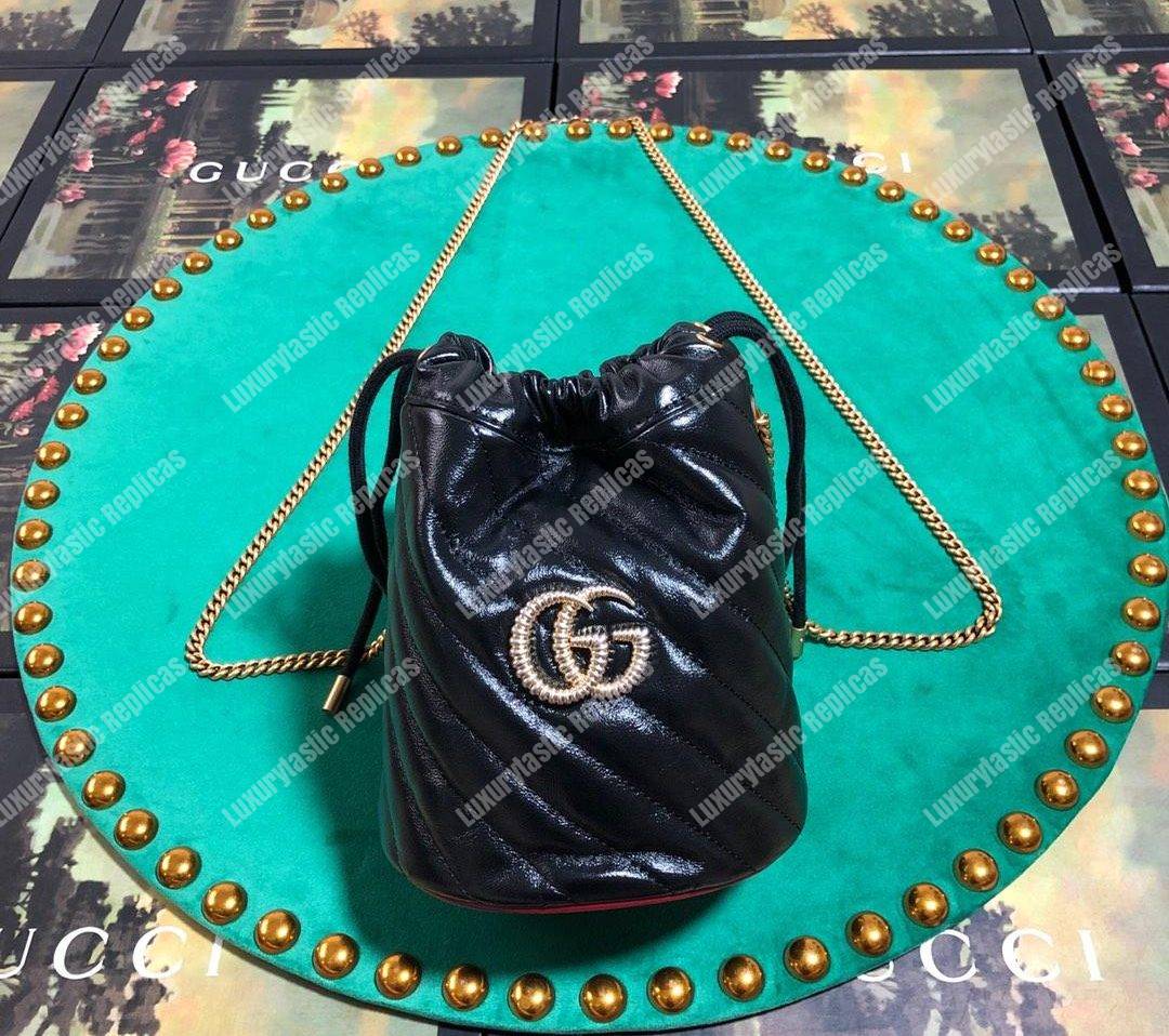 G*u*i gg marmont mini bucket bag black cerise