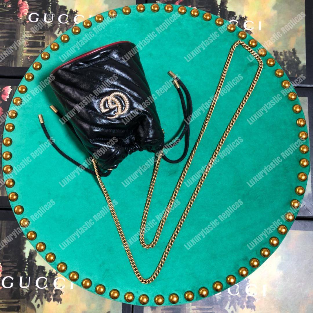 G*u*i gg marmont mini bucket bag black cerise