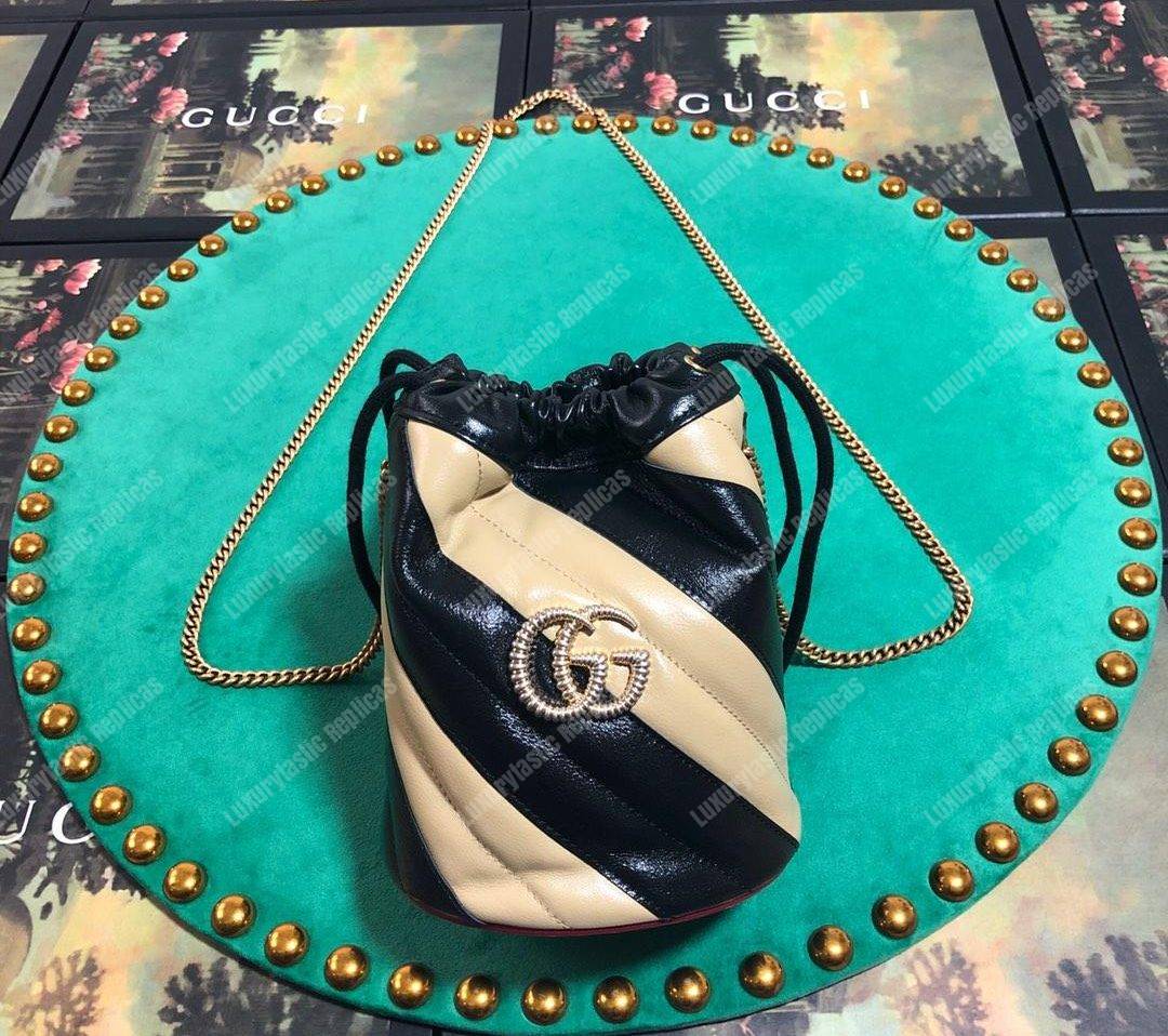 G*u*i gg marmont mini bucket bag black beige