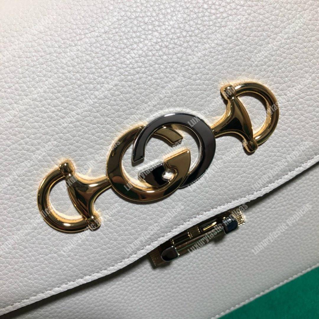 G*u*i zumi grainy leather small shoulder bag white