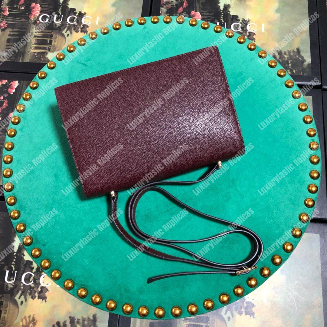 G*u*i zumi grainy leather small shoulder bag burgundy