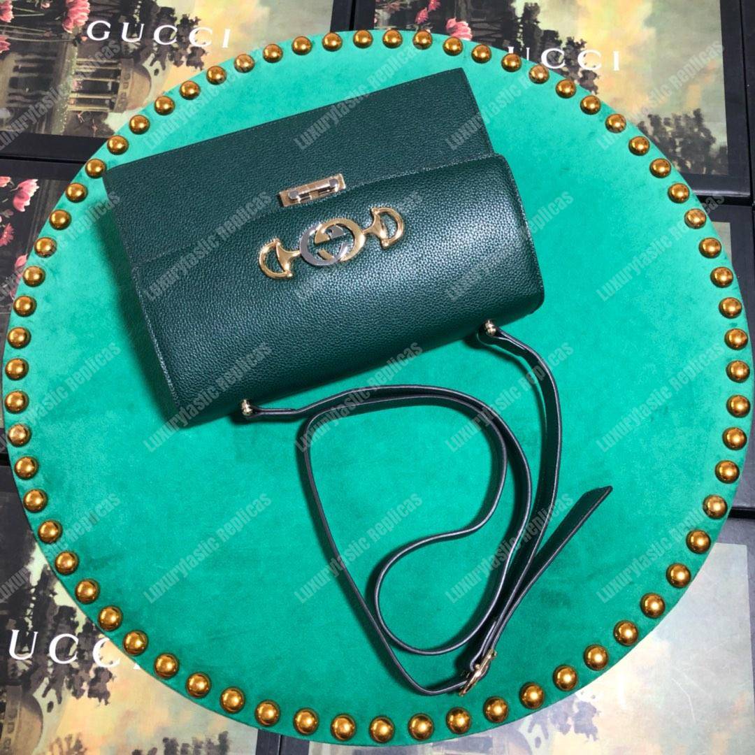G*u*i zumi grainy leather small shoulder bag green