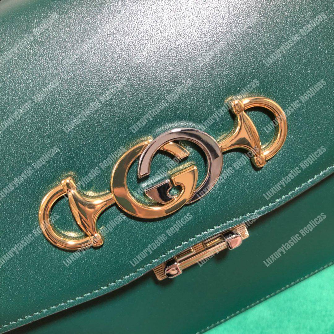 G*u*i zumi smooth leather small shoulder bag green