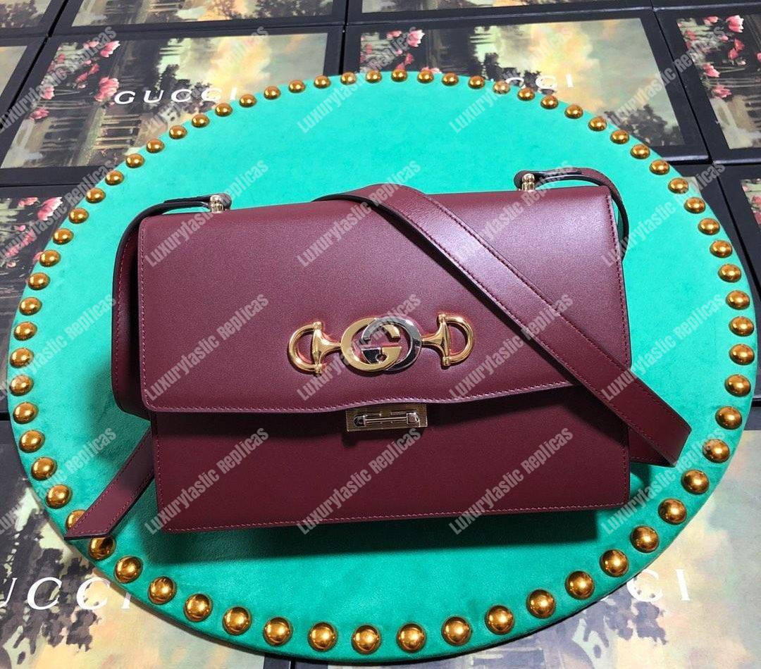 G*u*i zumi smooth leather small shoulder bag burgundy