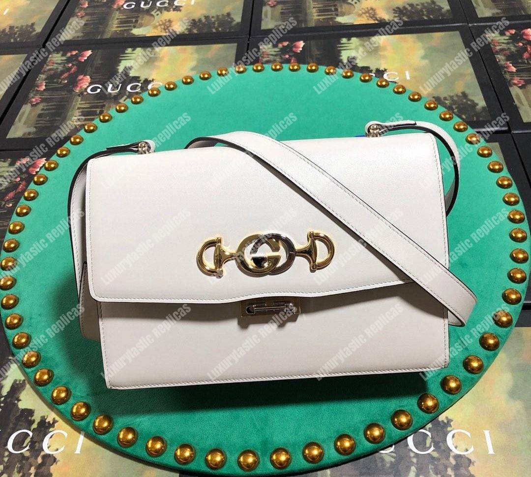 G*u*i zumi smooth leather small shoulder bag white