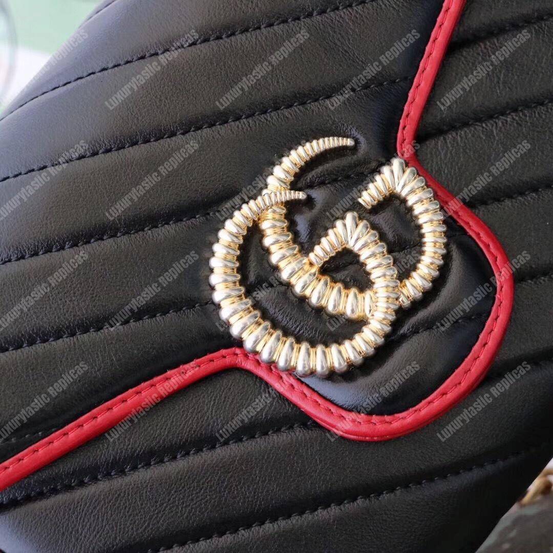 G*u*i gg marmont quilted shoulder bag black cerise