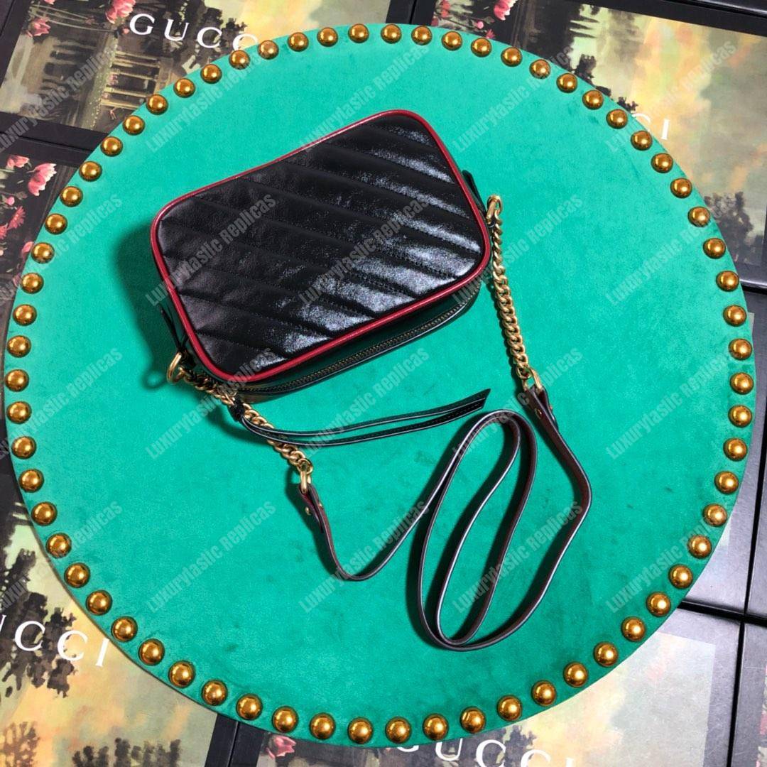 G*u*i gg marmont matelassé mini bag black cerise