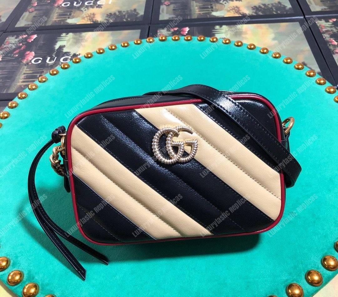 G*u*i gg marmont matelassé mini bag black beige