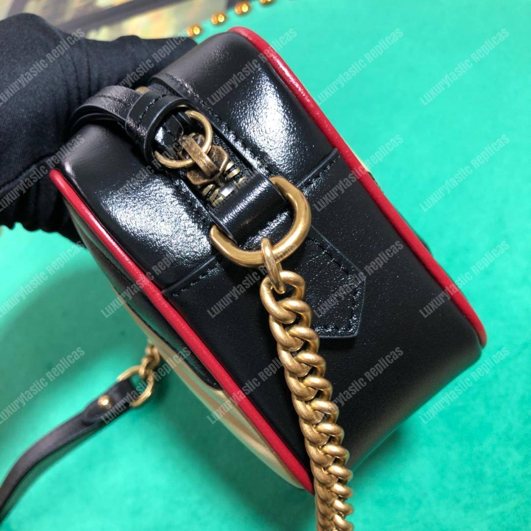 G*u*i gg marmont matelassé mini bag black beige