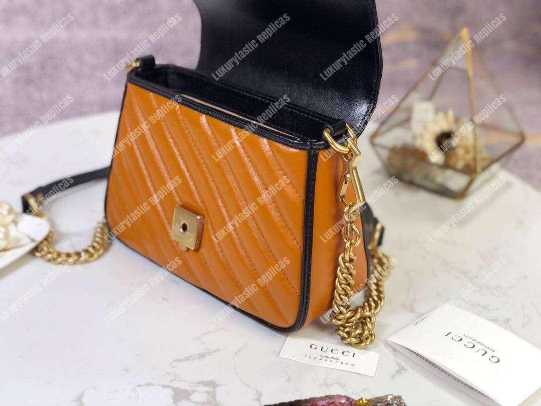G*u*i gg marmont mini top handle bag cognac matelassé