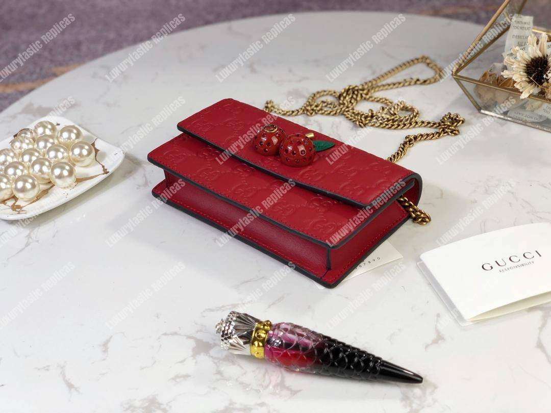 G*u*i signature mini bag with cherries red