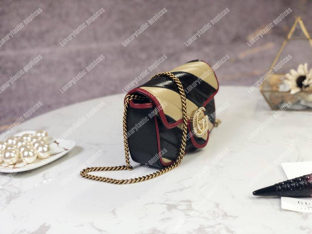 G*u*i gg marmont super mini bag beige black matelassé