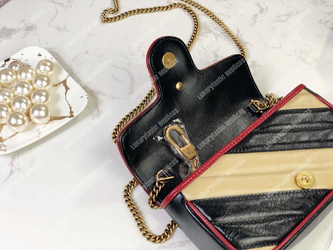 G*u*i gg marmont super mini bag beige black matelassé