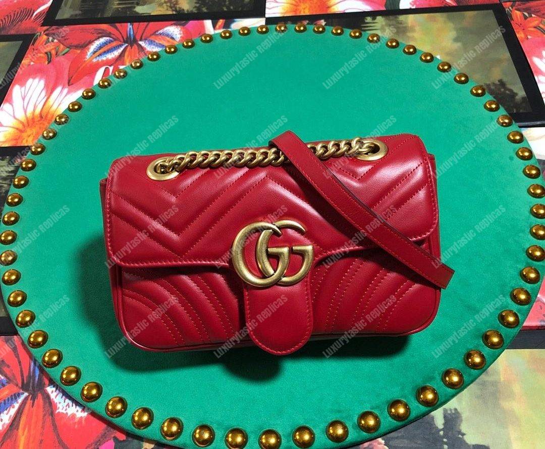 G*u*i gg marmont matelassé mini bag red
