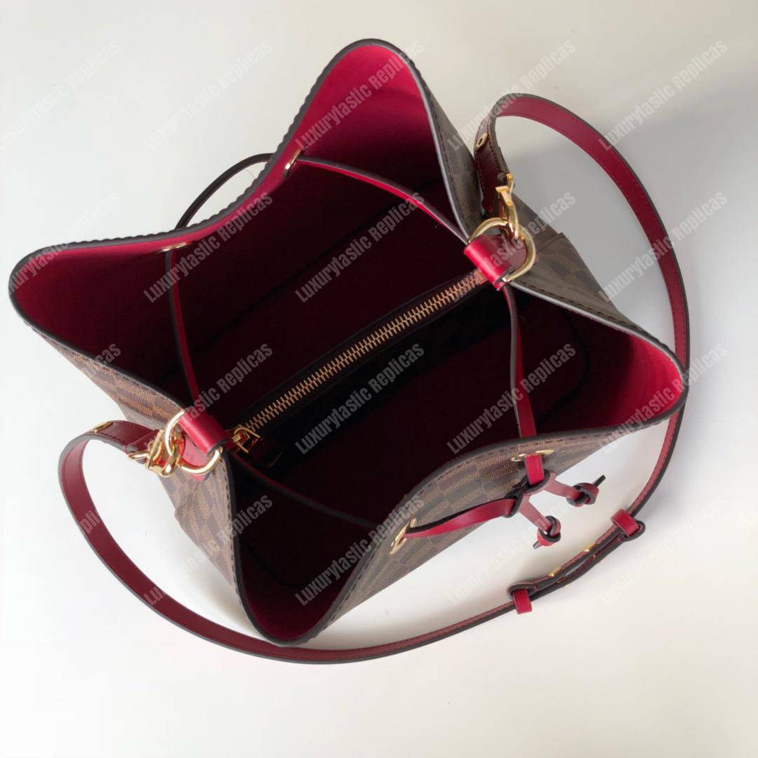LV NéoNoé Bag Damier Ebène Cherry Berry