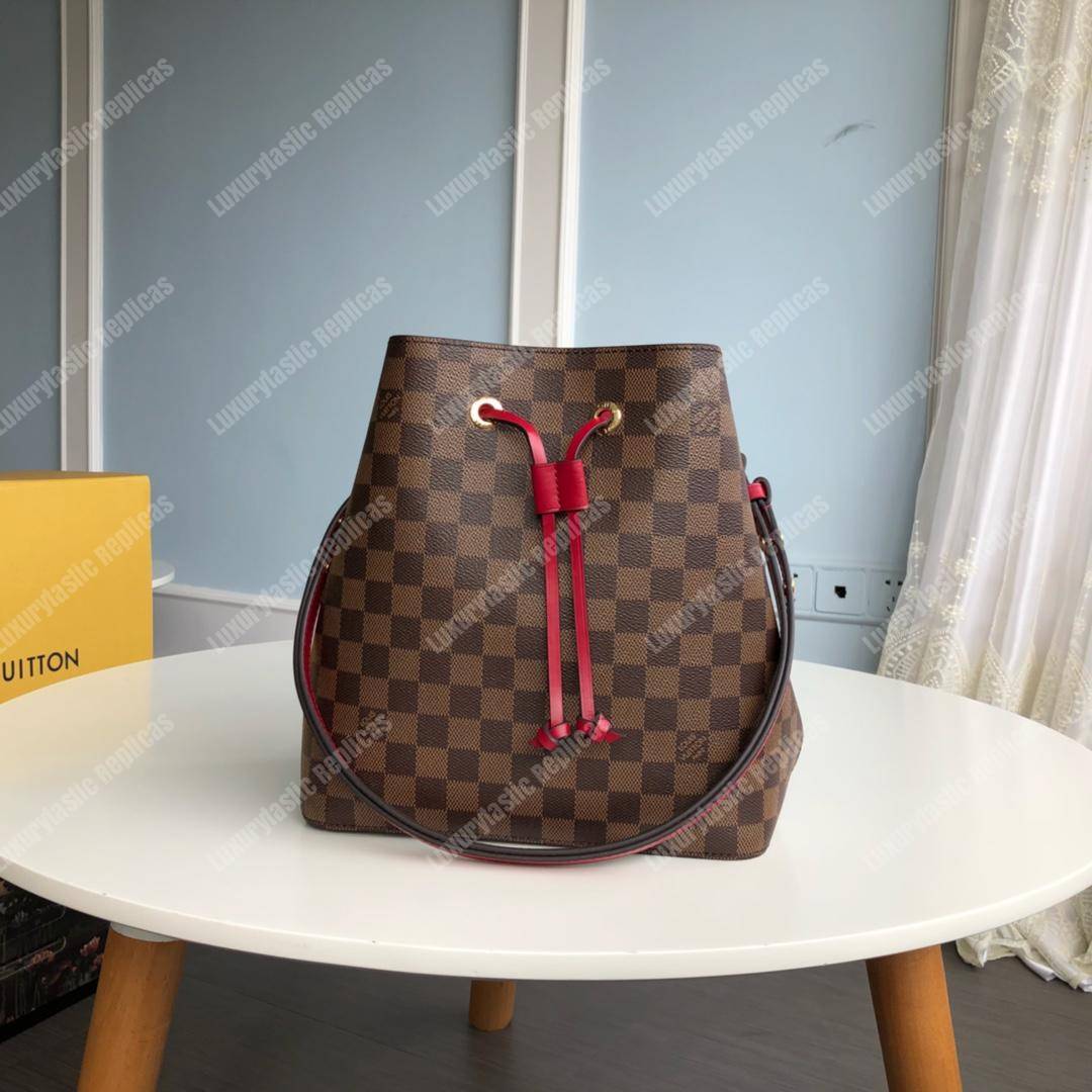 LV NéoNoé Bag Damier Ebène Cherry Berry