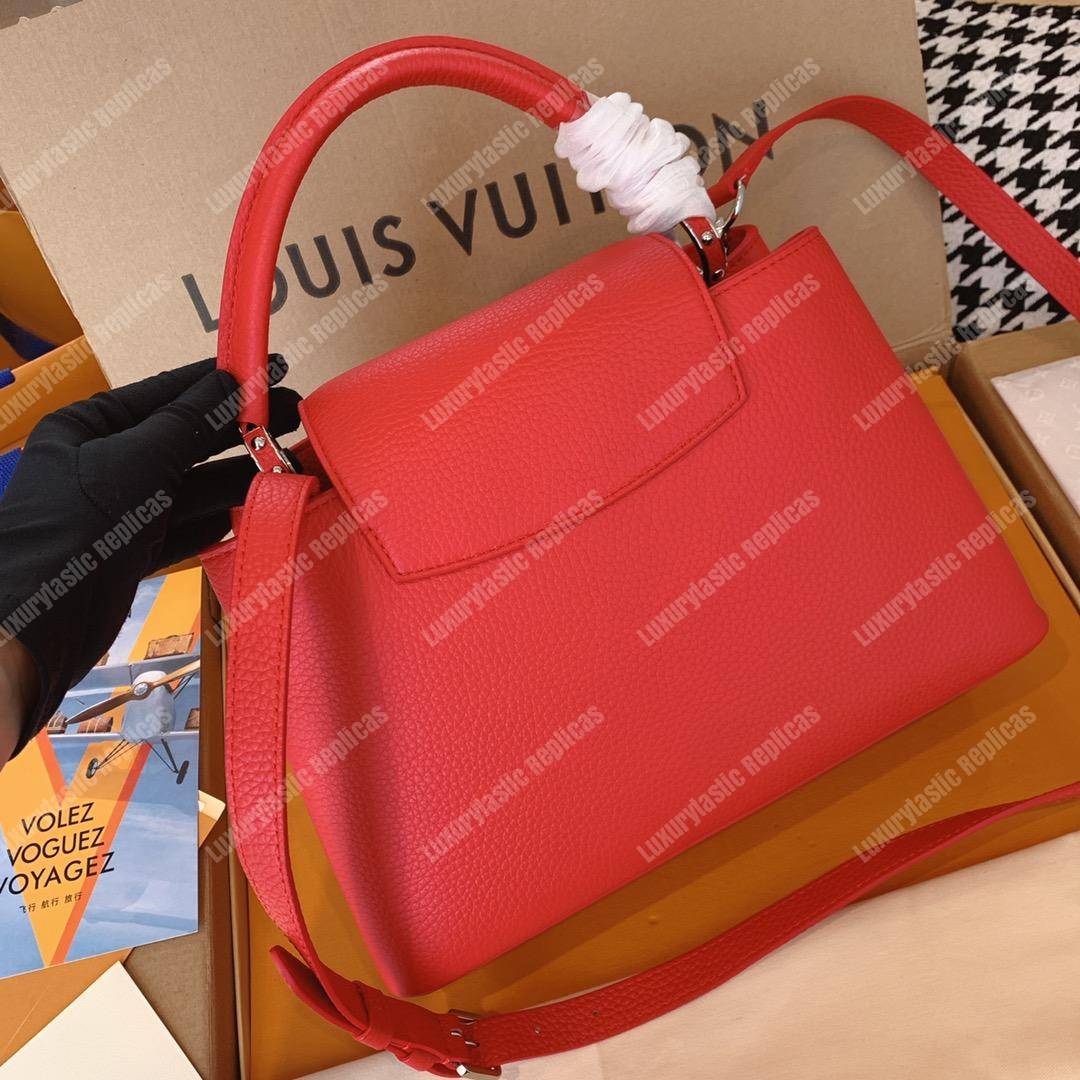 LV Capucines PM Taurillon Leather Bag Rubis